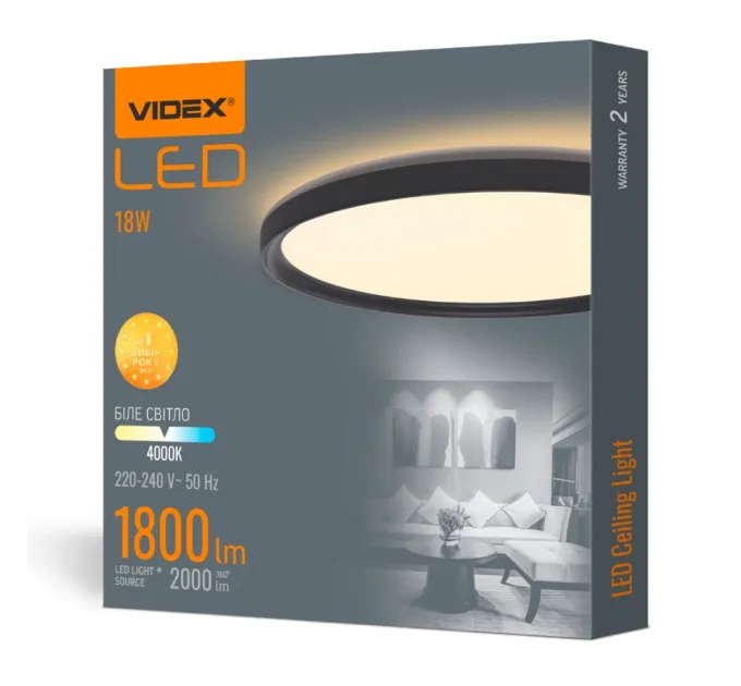 VIDEX DL3R 18W 4000K 220V LED светильник с декоративной подсветкой