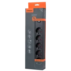 VIDEX ONCORD с/с 5п 3м (3x1.5мм) Сетевой удлинитель с кнопкой Black