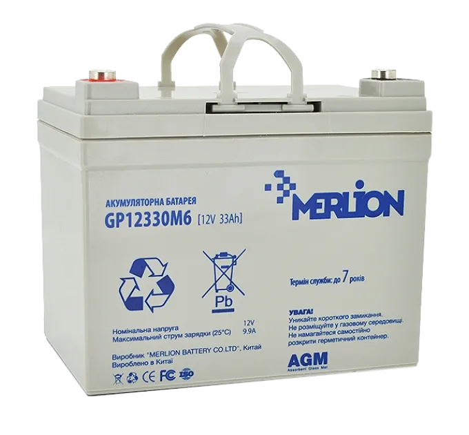 MERLION AGM GP12330M6 12 V 33 Ah Аккумуляторная батарея MERLION AGM GP12330M6 12 V 33 Ah Аккумуляторная батарея