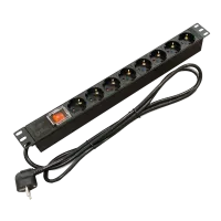Kingda Блок 19" на 8 роз. нім. станд., 16А, 1U, з вимикачем, шнур 1.8м