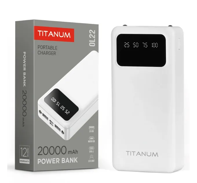 TITANUM OL22 White 20000mAh Повербанк