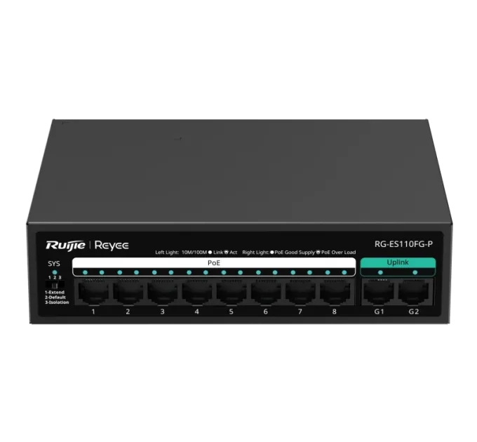 Ruijie Reyee RG-ES110FG-P PoE Коммутатор 10 портов неуправляемый