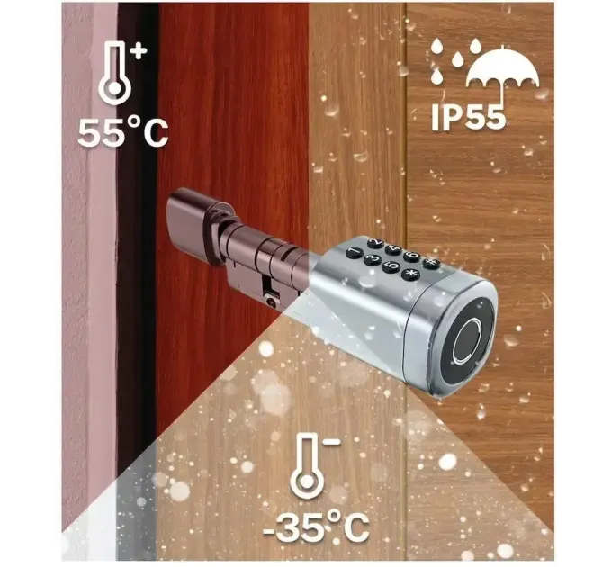 SEVEN LOCK SL-7774BF black (35-90мм) (цилиндр) Биометрический замок