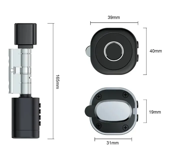 SEVEN LOCK SL-7774BF black (35-90мм) (цилиндр) Биометрический замок