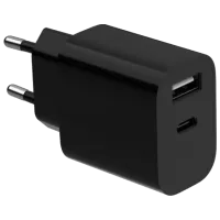 Gembird TA-UC-2AC12-01-BK (USB Type A + USB Type C) Мережевий зарядний пристрій Gembird TA-UC-2AC12-01-BK (USB Type A + USB Type C) Мережевий зарядний пристрій