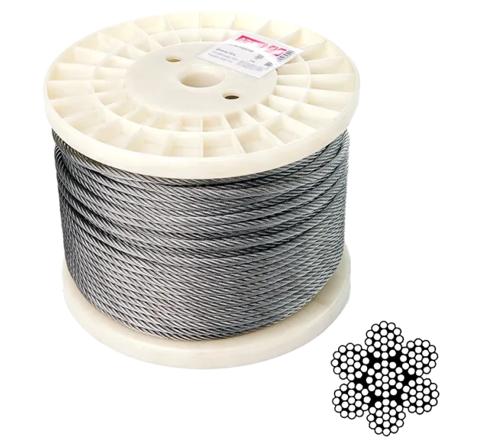 APRO 5 мм DIN 3055 (6х19+1х19) А2 100 м Трос нержавеющий