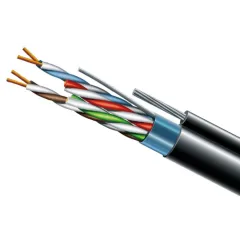 Cat. 5e F/UTP PE 4х2х24 AWG + S. M. трос (к)(72113) бухта 500м. Кабель вита пара ЗЗКМ (FTP мідь вуличний із тросом)