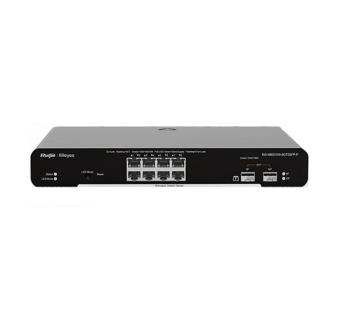 Ruijie RG-NBS3100-8GT2SFP-P 8-портовый гигабитный L2 управляемый коммутатор POE Ruijie RG-NBS3100-8GT2SFP-P 8-портовый гигабитный L2 управляемый коммутатор POE