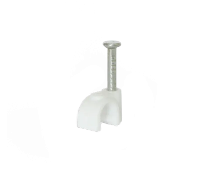 Скоба Ziplex для кабеля с гвоздем круглая d 6 белая(100шт)