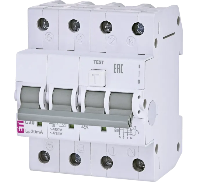 ЕТІ KZS-4M 3p+N 20/0.03 6kA Дифавтомат
