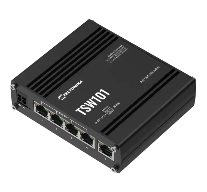 Teltonika TSW101 POE+ для використання в транспорті Комутатор 5 портів некерований