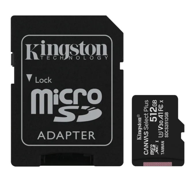 Kingston 512GB micSDXC Canvas Select Plus 100R A1 C10 Card + ADP Модуль флэш-памяти Kingston 512GB micSDXC Canvas Select Plus 100R A1 C10 Card + ADP Модуль флэш-памяти