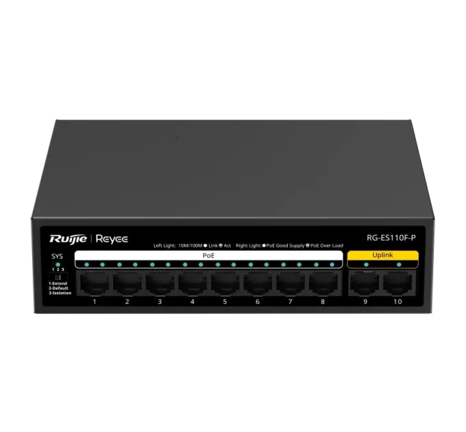 Ruijie Reyee RG-ES110F-P PoE Коммутатор 10 портов неуправляемый