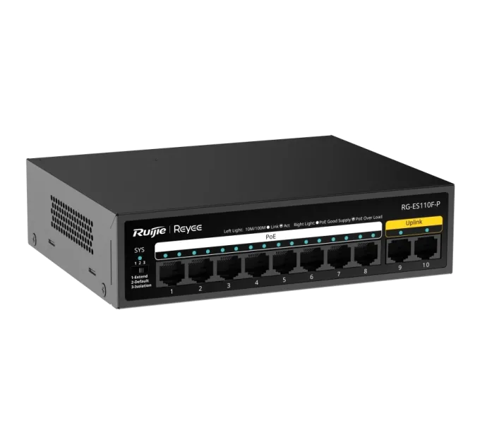 Ruijie Reyee RG-ES110F-P PoE Коммутатор 10 портов неуправляемый