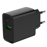Gembird TA-UC-PDQC20-01-BK (USB Type A + USB Type C) Мережевий зарядний пристрій Gembird TA-UC-PDQC20-01-BK (USB Type A + USB Type C) Мережевий зарядний пристрій