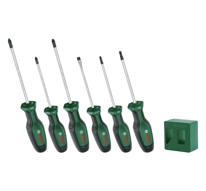 Bosch (1600A02W7L) PH/PZ/SL/Torx 6 шт + намагнічувач Набір викруток Bosch (1600A02W7L) PH/PZ/SL/Torx 6 шт + намагнічувач Набір викруток