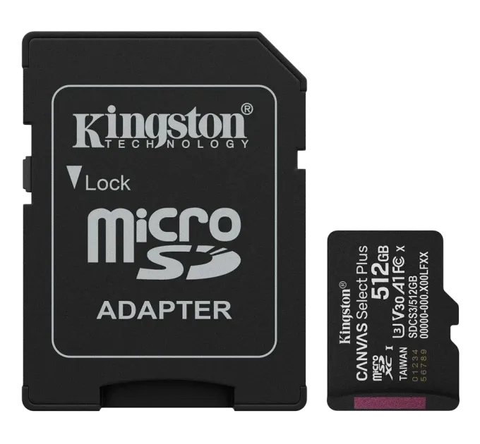 Kingston 512GB microSDXC Canvas Select Plus Gen3 Card + Adapter Модуль флеш-пам'яті
