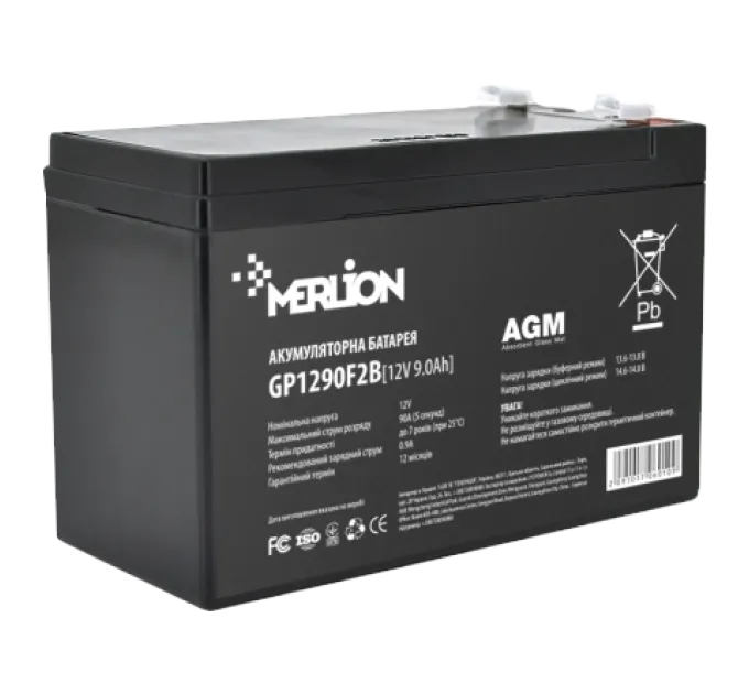 MERLION AGM GP1290F2B 12В 9А•ч Аккумуляторная батарея