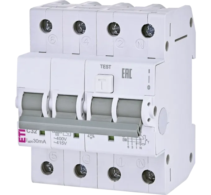 ЕТІ KZS-4M 3p+N 32/0.03 6kA Дифавтомат