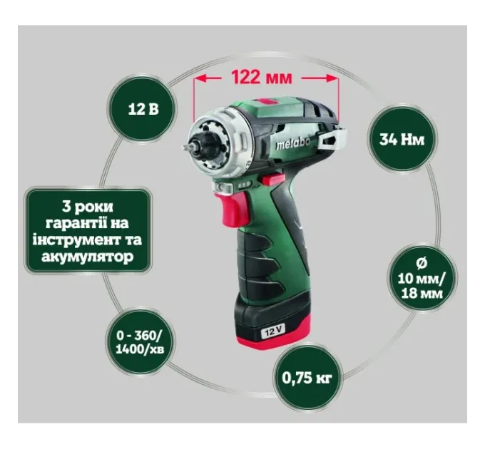 Metabo PowerMaxx BS Basic Mobile Workshop (600080710) Аккумуляторный шуруповерт