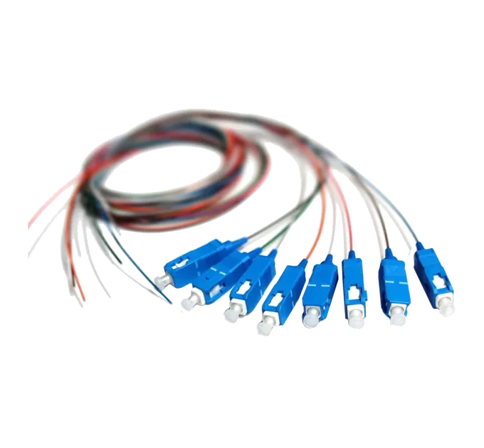 SM SC/UPC 1.5 m Easy strip для 8 вол. (Bl,Or,Gn,Br,Wh,Gr,Rd,Bk) Набор цветных пигтейлов