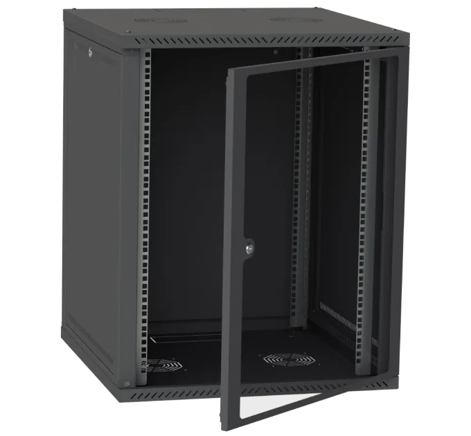 IPCOM СН-18U 600х600 Шкаф телекоммуникационный двери стекло (черный)