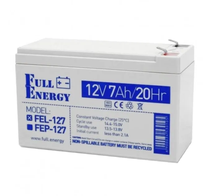 Full Energy FEL-127 7А•г 12В гелева Свинцево-кислотна акумуляторна батарея Full Energy FEL-127 7А•г 12В гелева Свинцево-кислотна акумуляторна батарея