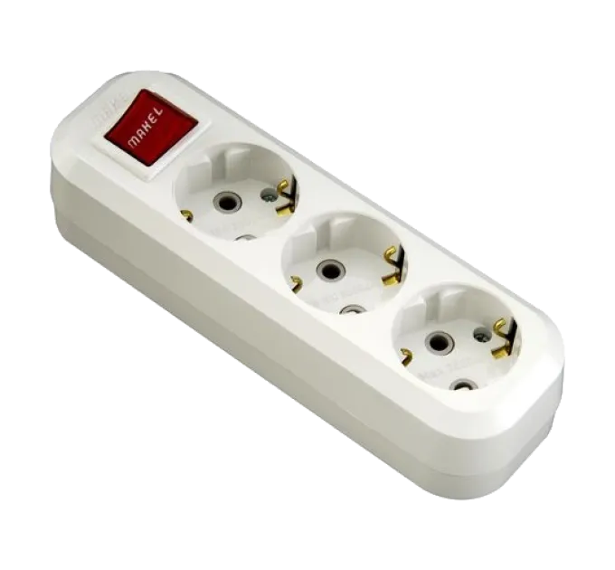 Makel MGP211 Колодка 3 гнезда с заземлением и выключателем Makel MGP211 Колодка 3 гнезда с заземлением и выключателем