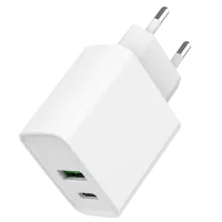 Gembird TA-UC-PDQC20-01-W 1 USB-A + 1 Type-C (PD20Вт + QC3.0 18Вт) Мережевий зарядний пристрій Gembird TA-UC-PDQC20-01-W 1 USB-A + 1 Type-C (PD20Вт + QC3.0 18Вт) Мережевий зарядний пристрій