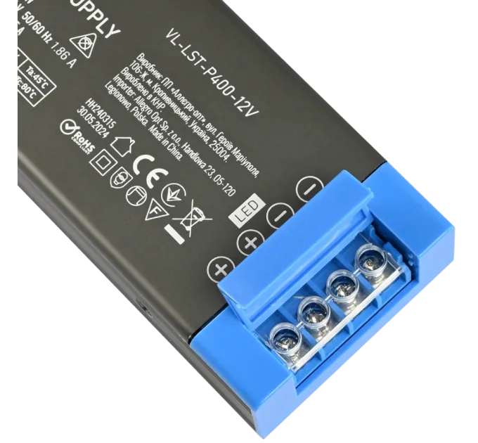 VIDEX (VL-LST-P400-12V) DC12V 33.3A 400W IP20 Блок живлення для LED стрічки