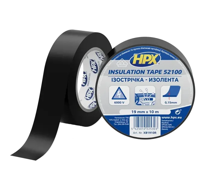 HPX XB1910 HPX52100 19мм х 10м Стрічка ПВХ ізоляційна HPX XB1910 HPX52100 19мм х 10м Стрічка ПВХ ізоляційна