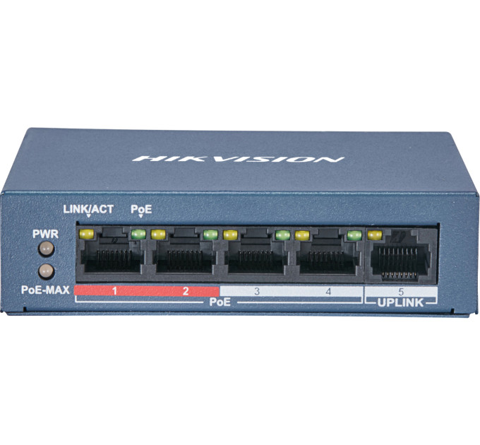 Hikvision DS-3E0105P-E/M(B) POE Коммутатор 4 порта неуправляемый