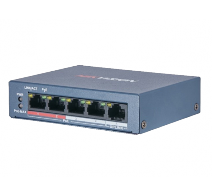 Hikvision DS-3E0105P-E/M(B) POE Коммутатор 4 порта неуправляемый Hikvision DS-3E0105P-E/M(B) POE Коммутатор 4 порта неуправляемый