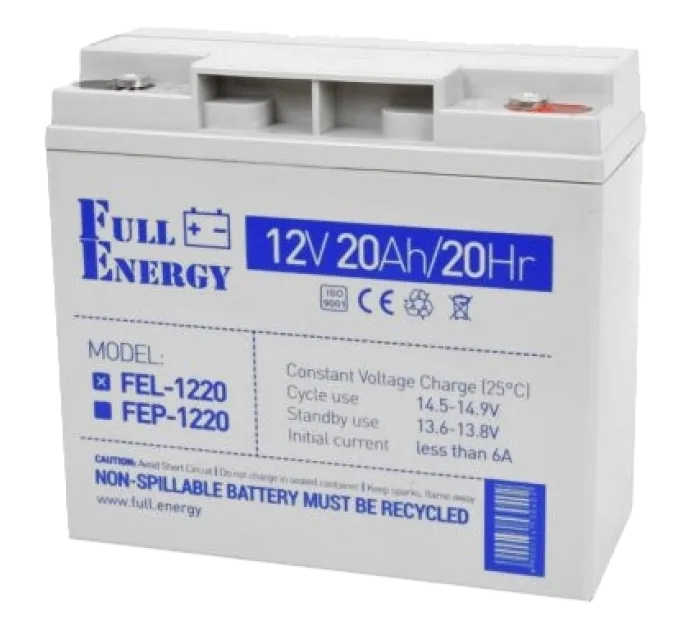 Full Energy FEL-1220 20А•г 12В гелева Свинцево-кислотна акумуляторна батарея Full Energy FEL-1220 20А•г 12В гелева Свинцево-кислотна акумуляторна батарея