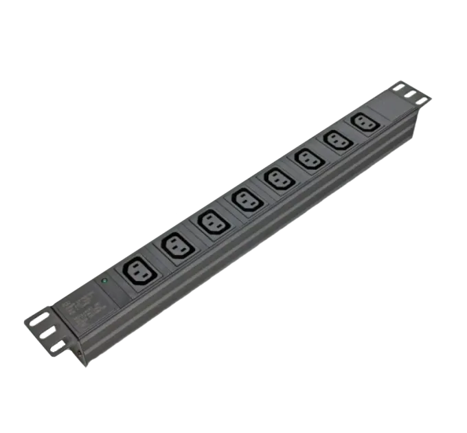 Kingda KD-IEC1008WKPB19A-C14 Блок 19" на 8 роз. С13, 10А, з індикат., без шнура, чорний, 1U, Kingda
