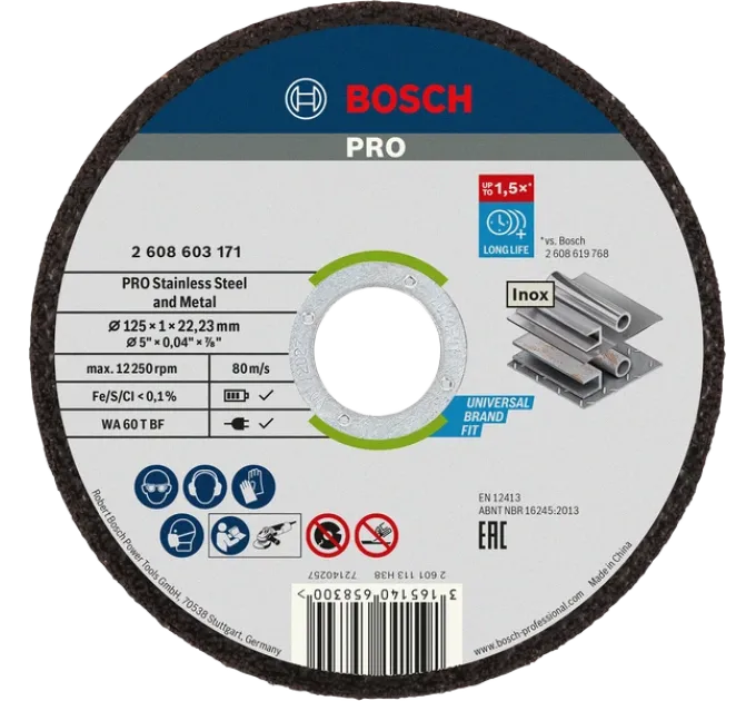 Bosch PRO for Inox 125×1 мм Круг отрезной Bosch PRO for Inox 125×1 мм Круг отрезной