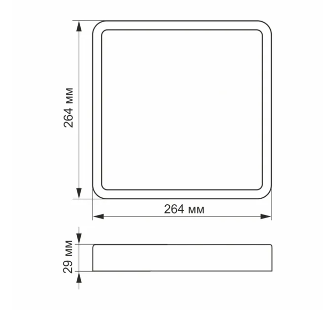 VIDEX 24W 5000K 220V LED светильник накладной квадрат Black