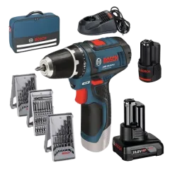 Bosch Professional GSR 12V-15 Аккумуляторная дрель-шуруповерт + набор бит|+ сверла(39 шт.)