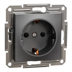 Schneider Electric EPH2900171 Asfora Розетка 220В антрацит, пластик, із заземленням, Schuko, без захисної кришки, без шторок, для врізного монтажу