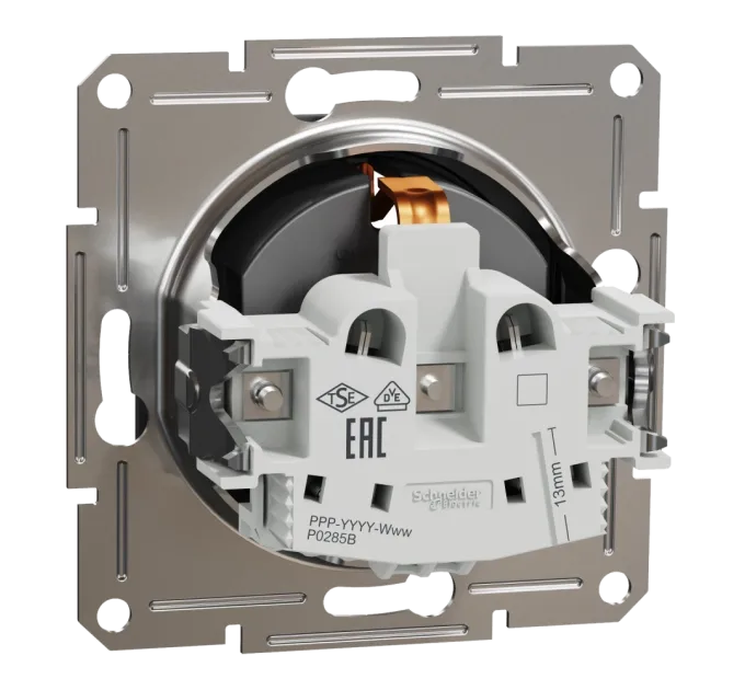 Schneider Electric EPH2900171 Asfora Розетка 220В антрацит, пластик, із заземленням, Schuko, без захисної кришки, без шторок, для врізного монтажу
