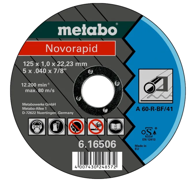 Metabo Novorapid (616506000) Відрізний круг по металу 125 x 1,0 x 22,23 мм, сталь, TF 41