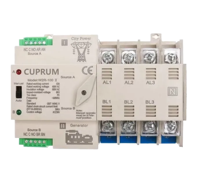 CUPRUM WR2 I-II 100А 4п АВР Переключатель с ручным переключением CUPRUM WR2 I-II 100А 4п АВР Переключатель с ручным переключением