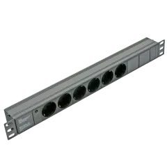 19" 1U Блок на 6 роз. нем. станд. 10А без шнура с индикатором