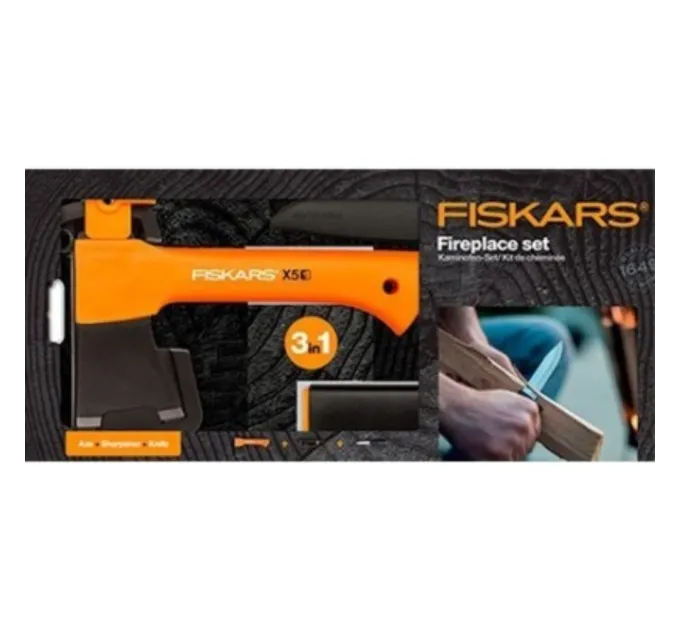Fiskars XXS X5 1015617 1057913 Подарочный набор (топор + нож + точилка)