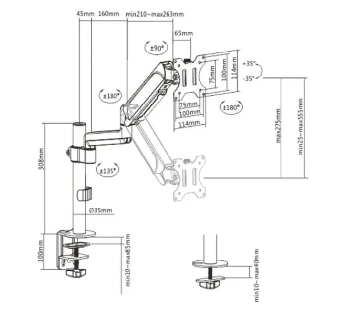 Gembird MA-DA1P-01 17-32" 9 кг Кронштейн для монітора