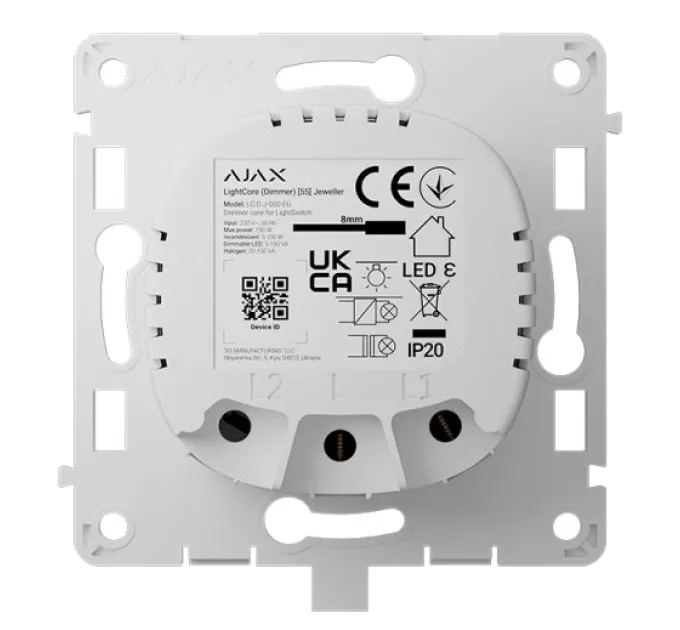 Ajax LightCore (Dimmer) [55] (8EU) ASP white Беспроводной умный сенсорный димерный выключатель света