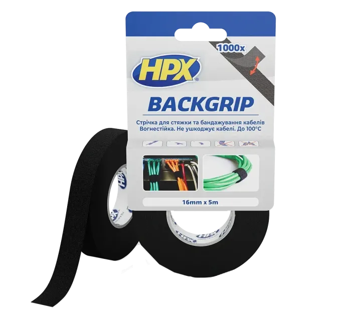 BACKGRIP BG1605 16х1,25мм 5м Лента-липучка для бандажа кабелей BACKGRIP BG1605 16х1,25мм 5м Лента-липучка для бандажа кабелей