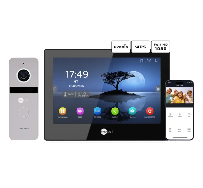 Neolight ALPHA Hybrid Black + SOLO FHD Silver Комплект видеодомофона