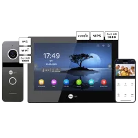 Neolight ALPHA Hybrid Black + SOLO IPW Graphite з кутком, PoE адаптер для панелі виклику Комплект відеодомофону