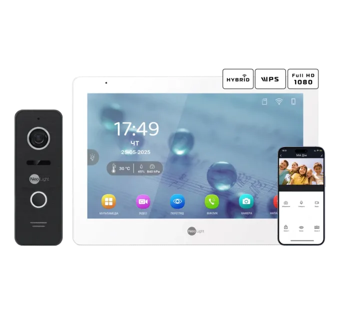 Neolight MEZZO Hybrid + PRIME FHD Black з кутком Комплект відеодомофону